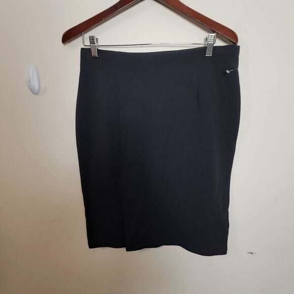 Eileen Fisher Pull on Stretch Knee Length Pencil Skirt Women's Black Size Small - Picture 1 of 5